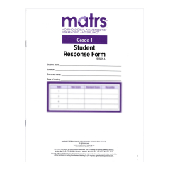 MATRS Student Response Form, Grade 1 (10-Pack)