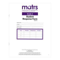 MATRS Student Response Form, Grade 2 (10-Pack)
