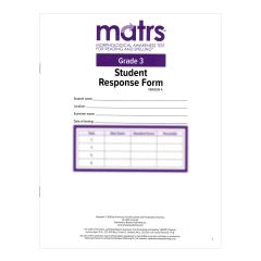 MATRS Student Response Form, Grade 3 (10-Pack)