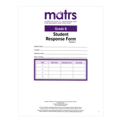 MATRS Student Response Form, Grade 6 (10-Pack)