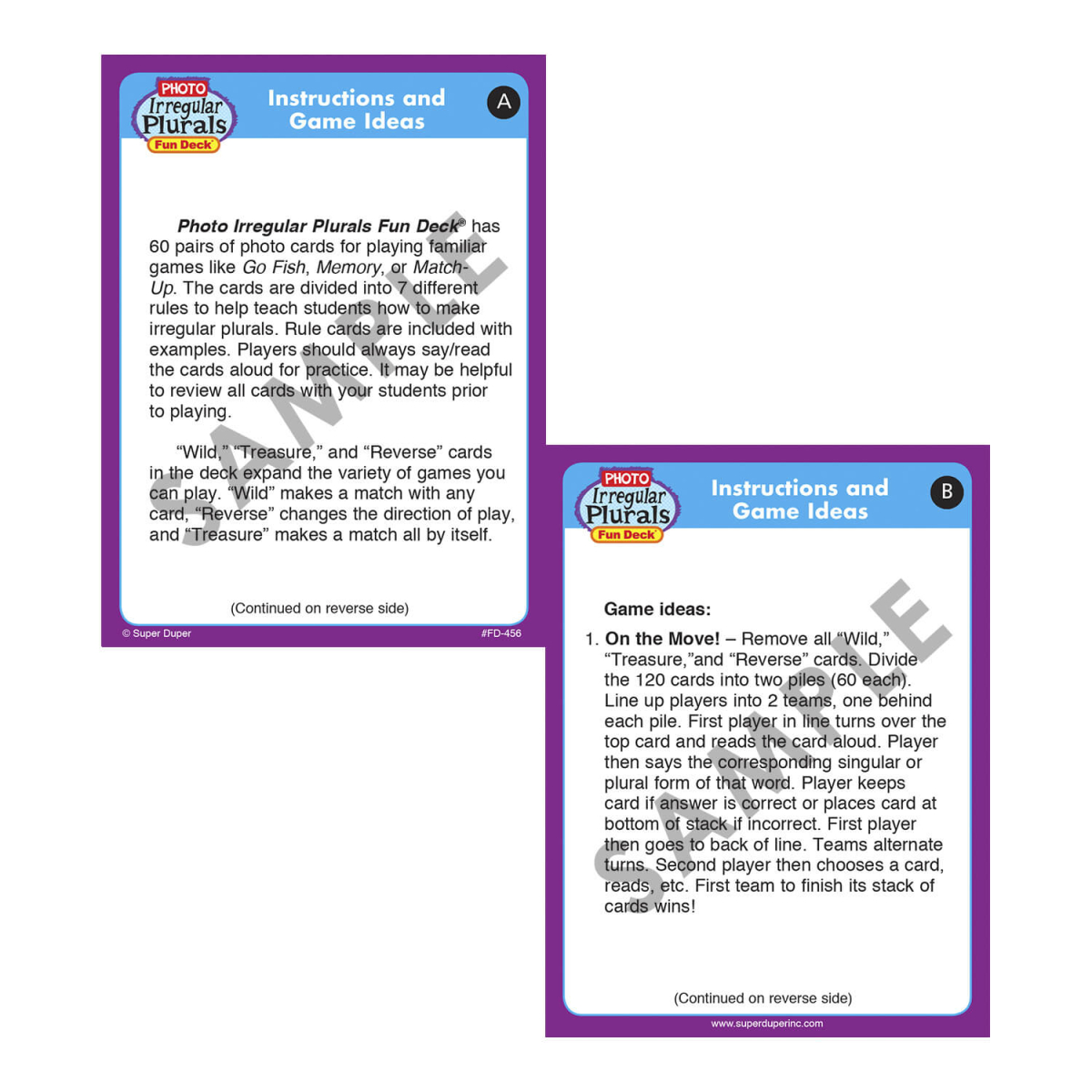 Super Duper Publications Irregular Plurals Fun Deck Flash Cards ...