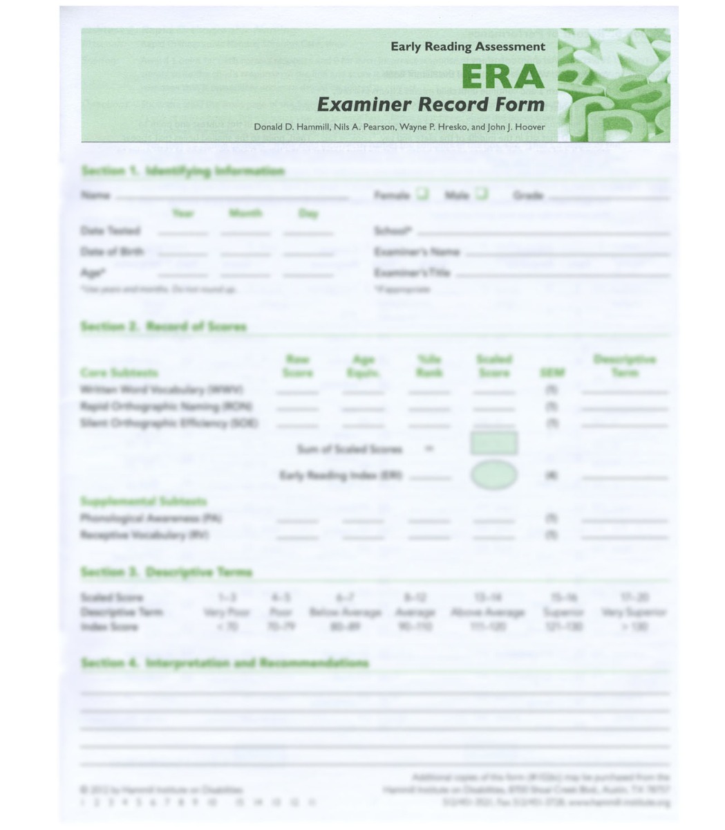 ERA Examiner Record Forms (25) 0