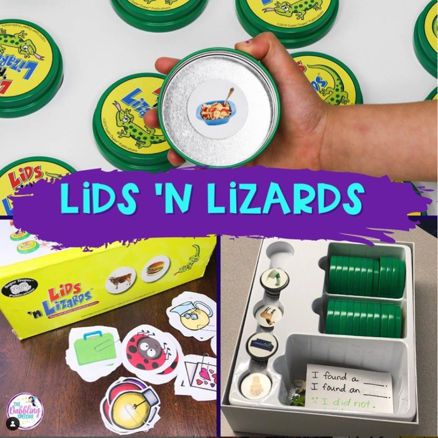 Lids 'N Lizards, games for kids, homeschool, speech therapy, super duper publications