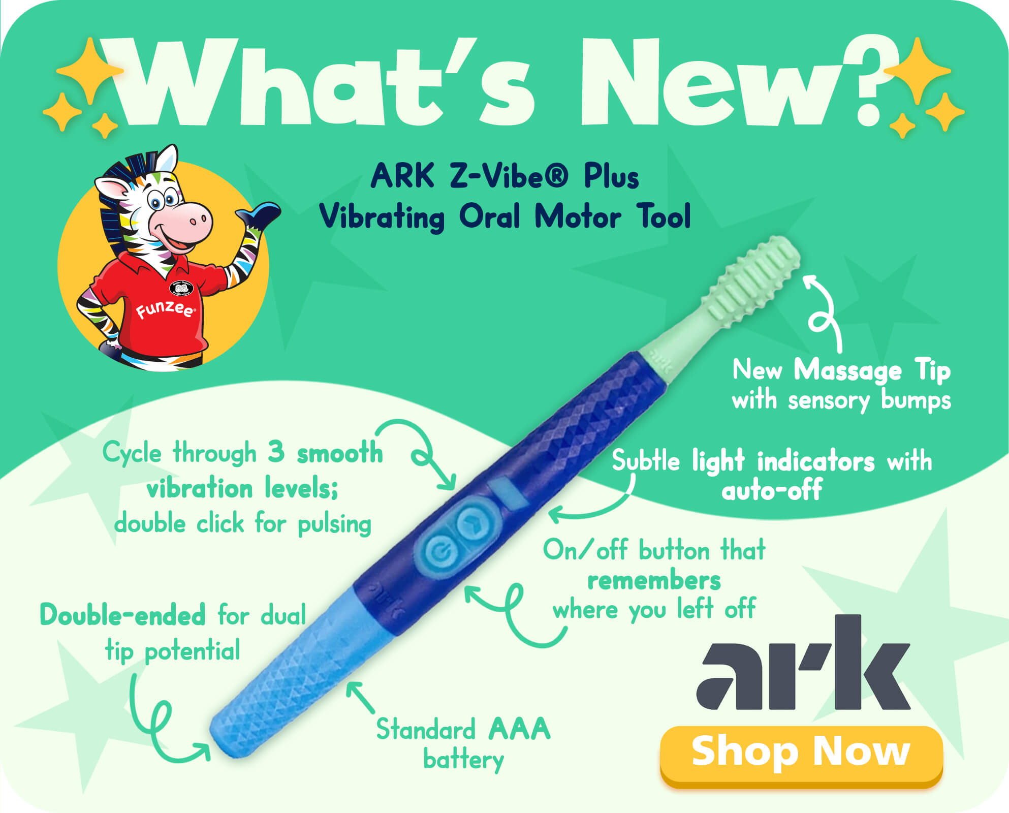 New ARK Z-Vibe Plus Vibrating Oral Motor Tool